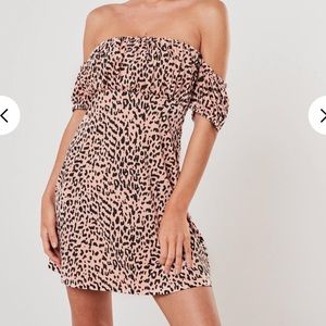 Cheetah off the shoulder dress